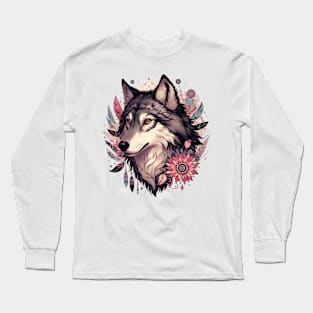 Magnificent Wolf Illustration Long Sleeve T-Shirt